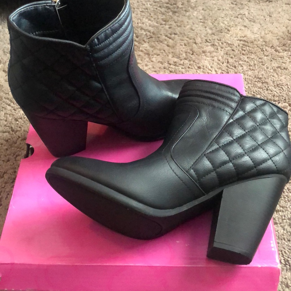 Black leather booties